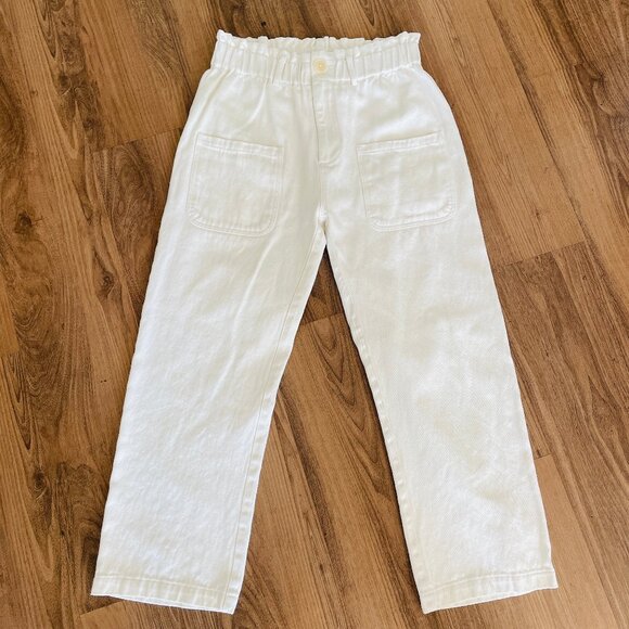 Emerson Fry Cream Linen Paper Bag Waist Cropped Pocket Pants Size M - Picture 8 of 8
